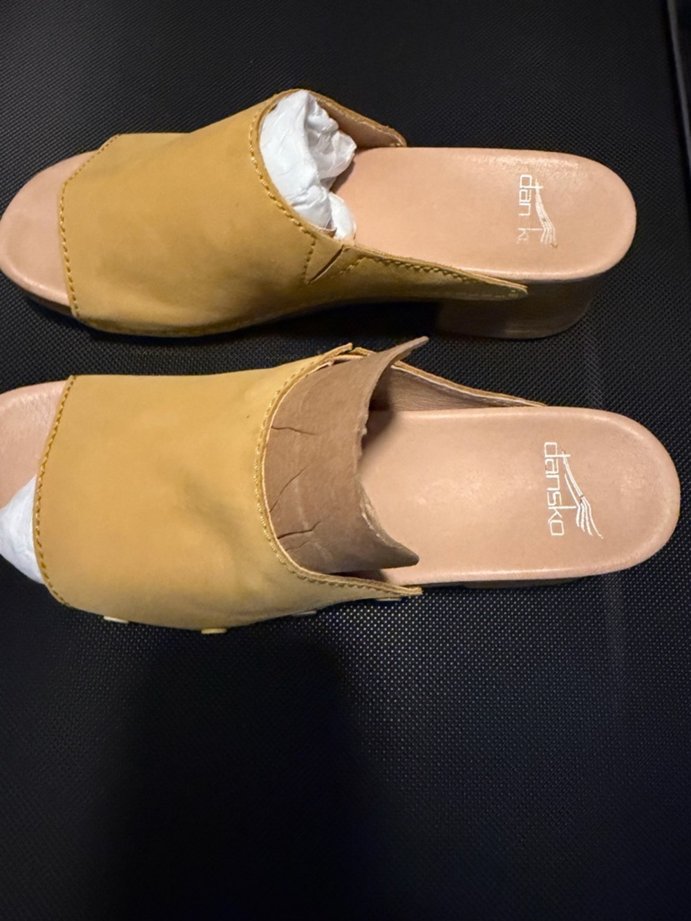 Dansko Yellow Open-Toe Slide Mules - Picture 2 of 3